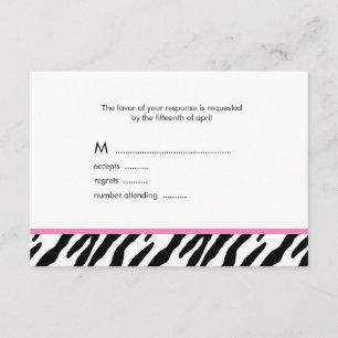 Responskaarten voor Zebra Pattern RSVP Kaartje