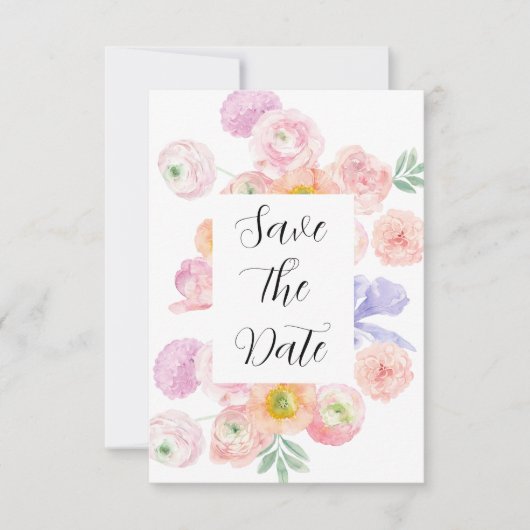 Ressort Aquarelle Floral Enregistrer La Carte Date (Devant)