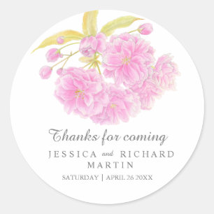 Ressort en fleurs rose merci autocollant mariage