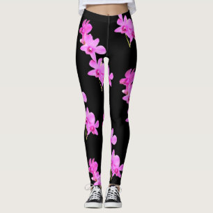 Ressort floral de Legging de noir de yoga