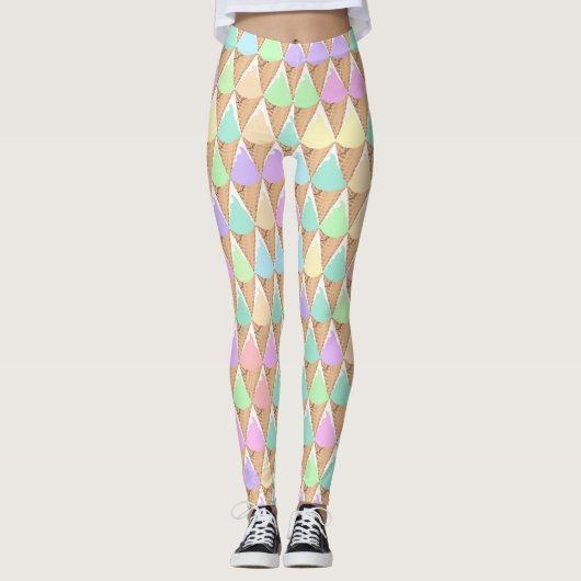 Ressort Pastel Crème de glace Imprimer Leggings (Devant)