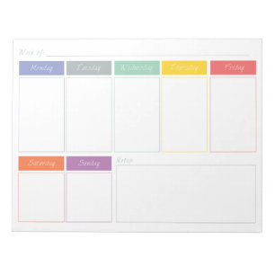 Ressort Rainbow Weekly Planner Tear Off Bloc-notes