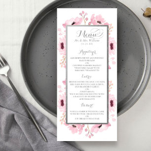 Ressort rose aquarelle Floral menu Mariage