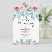 Ressort rose faire-part de mariage floral (Debout devant)