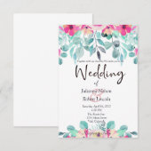 Ressort rose faire-part de mariage floral (Devant / Derrière)