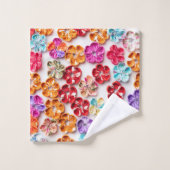 Ressort tissu cousu artisanal Fleurs Multicolor (Gant de toilette)