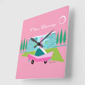 Ressorts De Palm Rose Rétro Horloge Mur Acrylique (Angle)