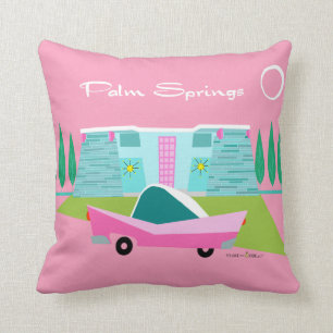 Ressorts De Palme Rose Rétro Lance Oreiller