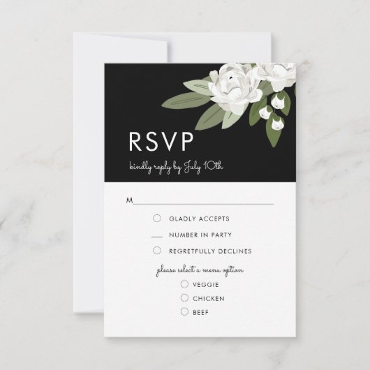 Ressorts Mariages floraux blancs, carte de menu RS (Devant)