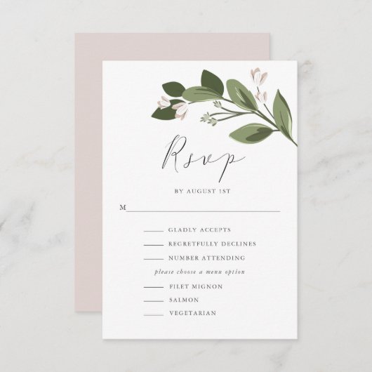 Ressorts roussants RSVP avec menu et retour rose (Devant / Derrière)