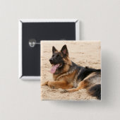 Rest German Shepherd Dog Square Pin Vierkante Button 5,1 Cm (Voorkant /achterkant)