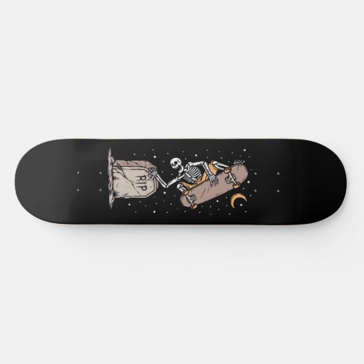 Rest in Peace Skeleton Schaats to Death Headstone Skateboard (Horizontaal)