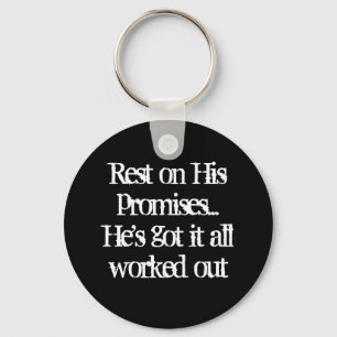 "REST ON ZIJN PROMISSEN" SLEUTELHANGER