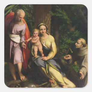 Rest op de vlucht naar Egypte, c.1515 (olie op de Vierkante Sticker
