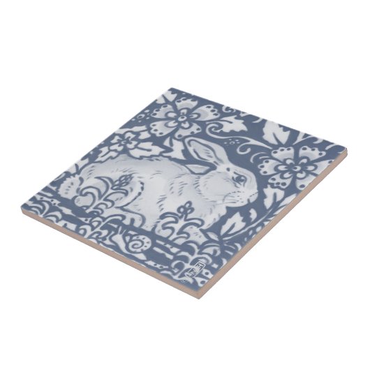 Rest Rabbit Blue White Botanical Dedham Delft Tegeltje (Zijkant)