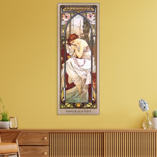 Rest van de nacht door Alphonse Mucha Canvas Afdruk (Insitu (Woonkamer))