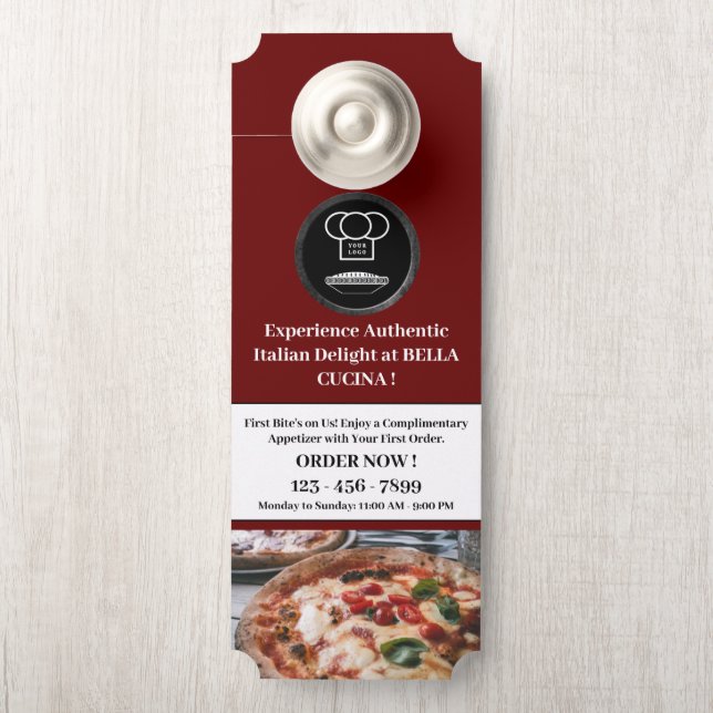 Restaurant Affichette de porte d'affaires (Sur le bouton)