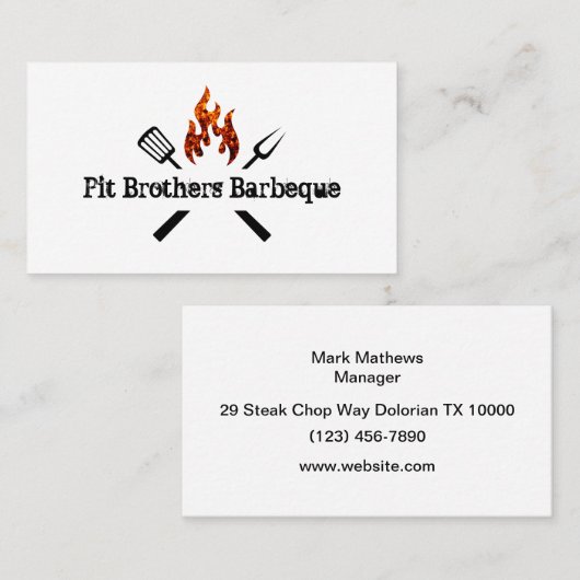 Restaurant Barbeque Et Restaurant Carte de visite (Devant / Derrière)