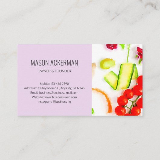 Restaurant bio Cartes de visite / Violet BG (Dos)