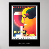 Restaurant Bistro Du Nord Retro Print (Voorkant)