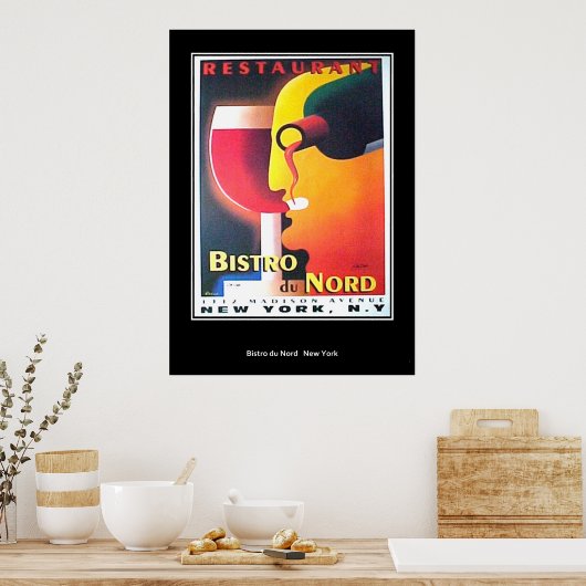 Restaurant Bistro Du Nord Retro Print (Keuken)