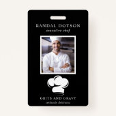 Restaurant Black White Chef Pet Foto ID Badge (Voorkant)