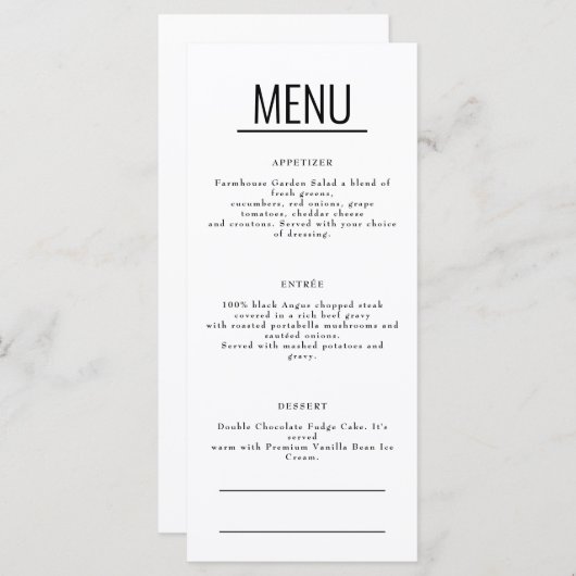 Restaurant Café Lounge Menu (Devant / Derrière)