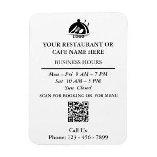 Restaurant Cafe QR Contact Bedrijfsuren Magneet