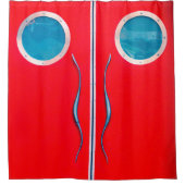 restaurant Café Zwingdeuren Rood Chroom Douchegordijn (Voorkant)