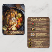 restaurant carte de visite avec entrées (Devant / Derrière)