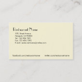 Restaurant - cartes de visite (Dos)