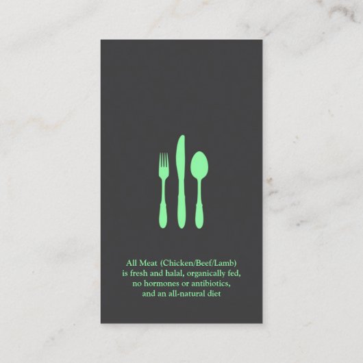 Restaurant Chef Carte de visite de restauration (Dos)