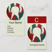 RESTAURANT CHEF COOKING FOOD,CATERENDE MONOGRAM VISITEKAARTJE (Voorkant / Achterkant)