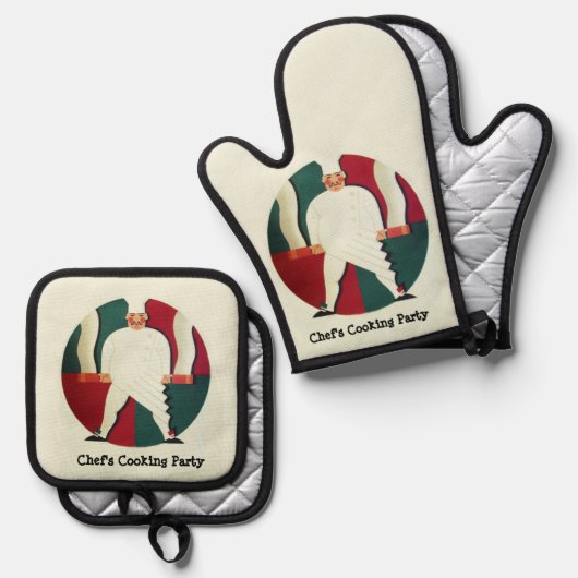 RESTAURANT CHEF'S COOKING PARTY Culinary Ovenwant & Pannenlap Set (Voorkant / Achterkant)