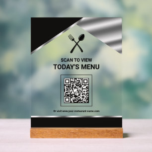Restaurant Contactloze QR-code Zwarte Menu Acryl Bord