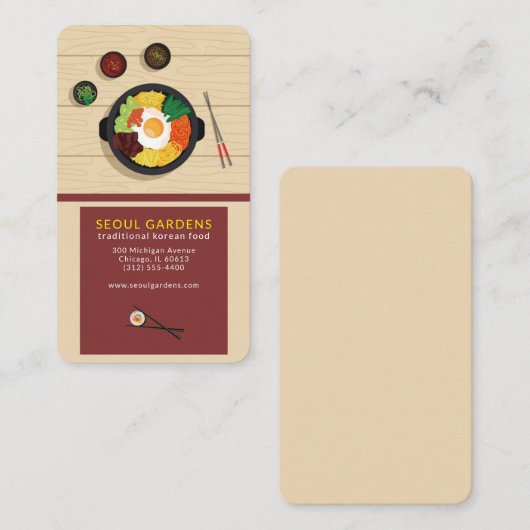 restaurant coréen carte de visite (Devant / Derrière)