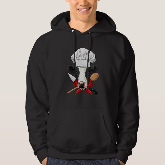Restaurant Cow Chef Kitchen Cook Culinary Cow  Far Hoodie (Voorkant)