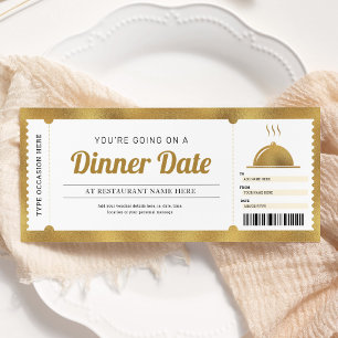 Restaurant Dinner Date Reservation Gold Voucher Kaart