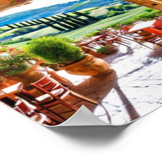 Restaurant en Toscane Poster d'Art Mur (Coin)