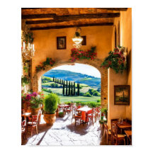 Restaurant en Toscane Poster d'Art Mur