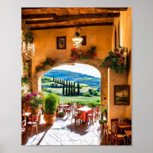 Restaurant en Toscane Poster d'Art Mur