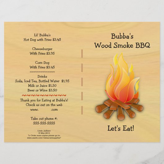 Restaurant Fournitures Menu BBQ (Dos)