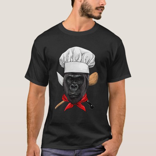 Restaurant Gorilla Chef Kitchen Cook Culinary Cook T-shirt (Voorkant)