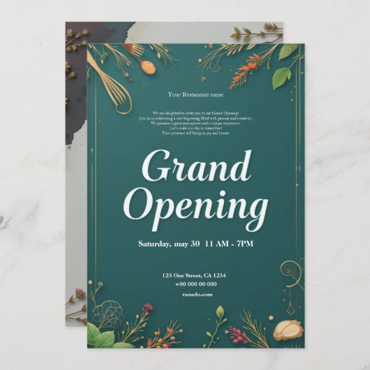 Restaurant Grand Opening Uitnodiging (Voorkant / Achterkant)