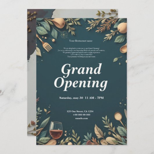 Restaurant Grand Opening Uitnodiging (Voorkant / Achterkant)