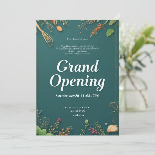 Restaurant Grand Ouverture Invitation (Debout devant)