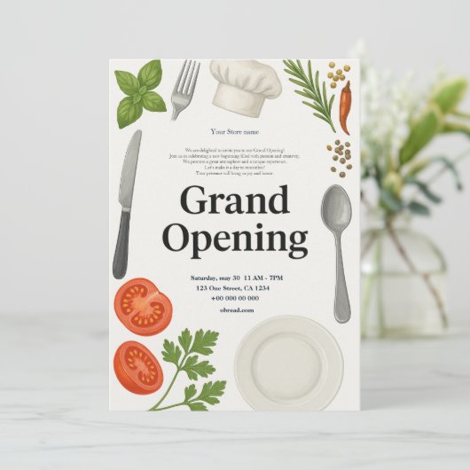 Restaurant Grand Ouverture Invitation (Debout devant)