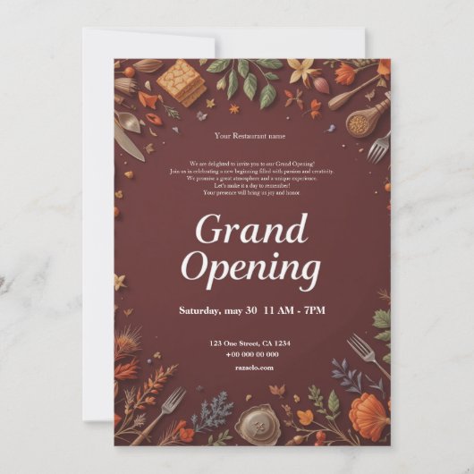 Restaurant Grand Ouverture Invitation (Devant)