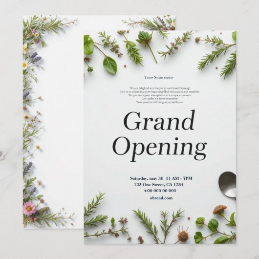 Restaurant Grand Ouverture Invitation (Devant / Derrière)