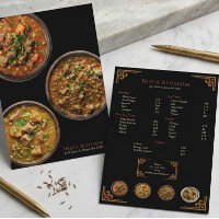 Restaurant Indien Élégant Menu Plat Bordure Dorée